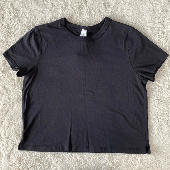 ❤️ Lululemon Classic-Fit Cotton-Blend Tee Shirt Black Size 6 NWOT